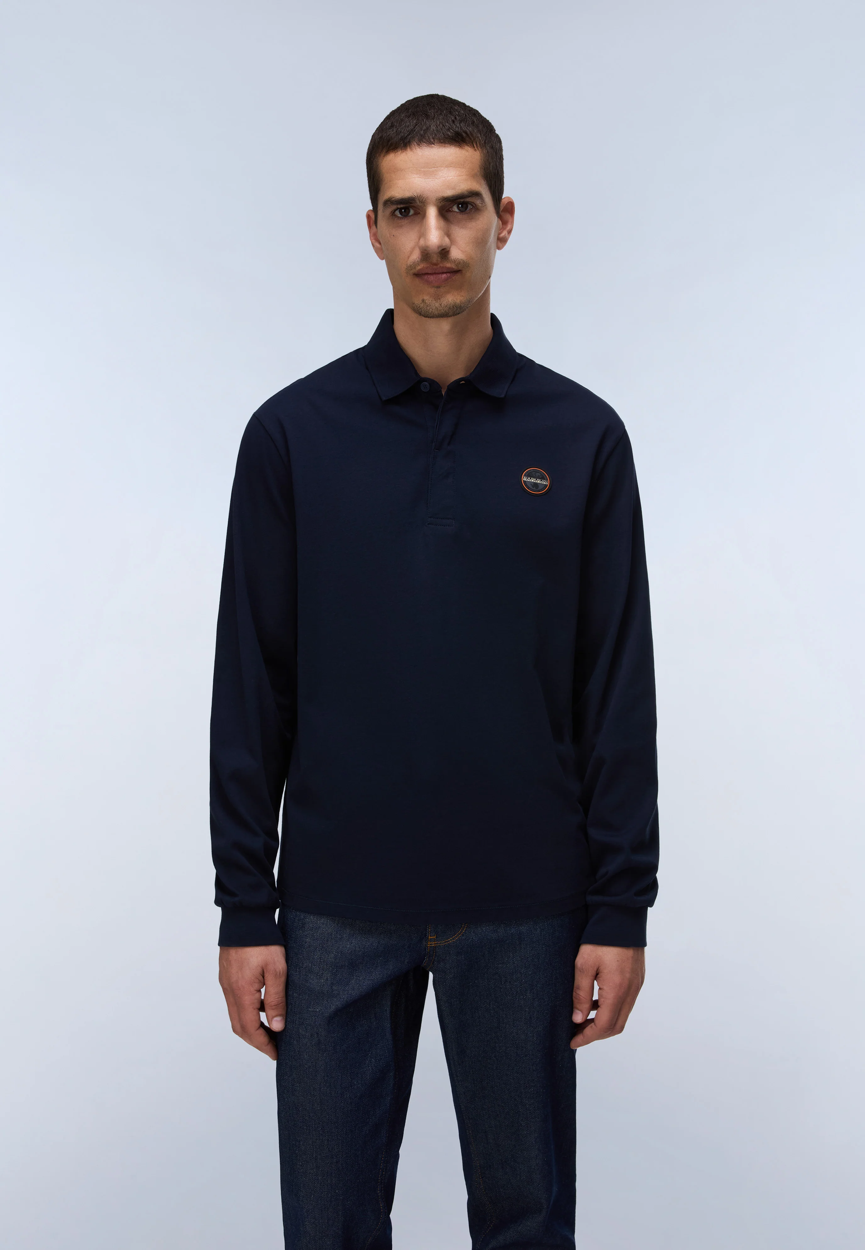 Badge Jersey Long Sleeve Polo Shirt - Image 3